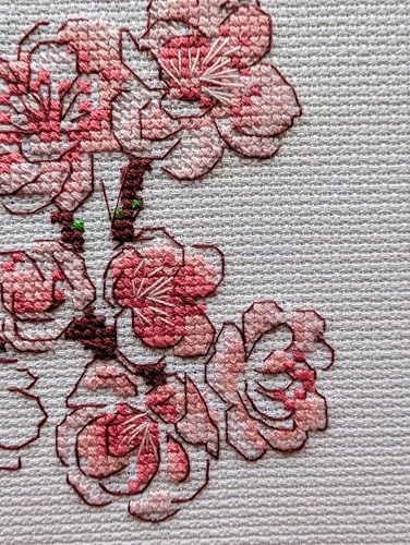 RIOLIS 1818 Branch of Sakura Counted Cross Stitch Kit 5 x 6.25 in - style: The Branch of Sakura 1818