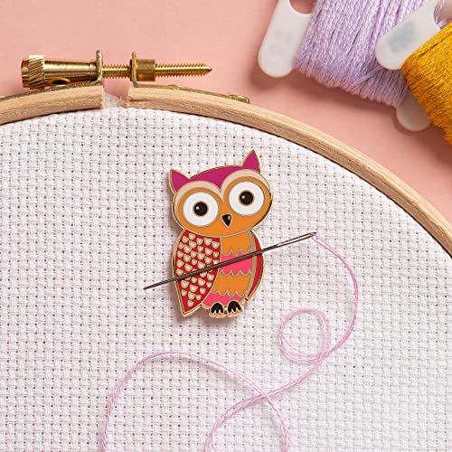 Caterpillar Cross Stitch Needle Minder - Owl for Cross Stitch, Sewing, Embroidery and Needlework Craft Accessories, Enamel and Magnetic