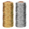 Pangda Christmas Twine Metallic Bakers Wrapping Twine, 1 mm, Gold, Sliver - color: Gold, Sliver, size: 1 mm