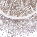 Ornaland Glass Bugle Beads Tiny Long Tube Seed Beads Bulk, White, 30g - color: White