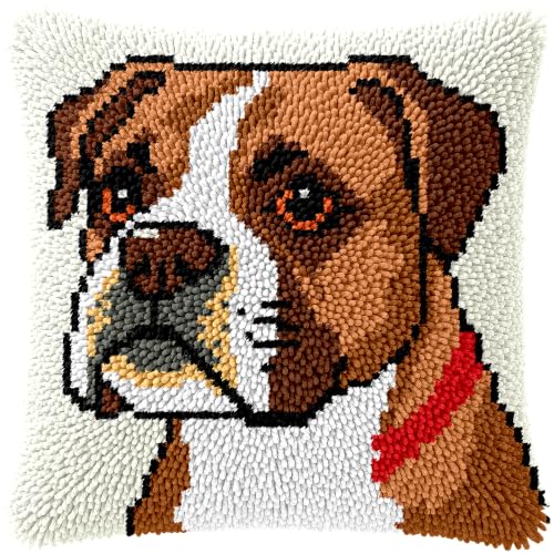 veirousa Boxer Dog Latch Hook Pillow Kits for Adults Beginners - color: Boxer
