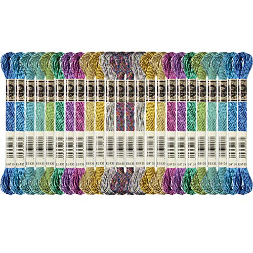 WILLBOND 24 Pcs Metallic Embroidery Floss Cotton Stitch Embroidery Thread Skein Threads Glitter Embroidery Thread Cross Stitch Thread for Friendship Bracelets DIY Thread Crafts(Classic Color) - color: Classic Color