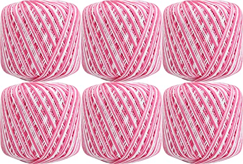 ThreadArt 100% Cotton Crochet Thread Size 3, 6 Ball Pack, Variegated Roses - color: VARIEGATED ROSES, size: SIZE 3 - 6 PACK