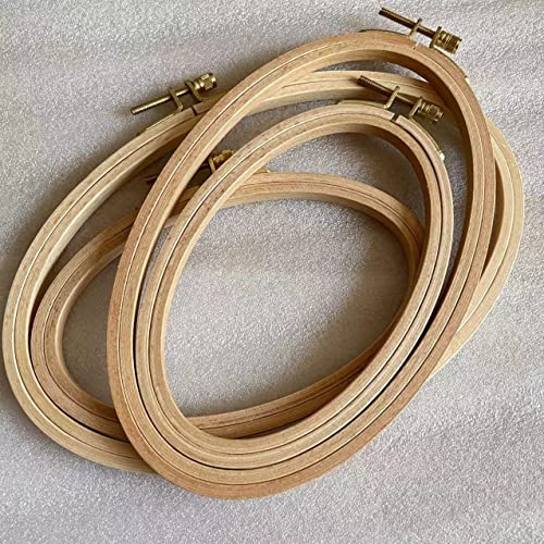 Set of 4, Oval Beech Wood Embroidery Hoops Handcrafted Wooden Hoops for Embroidery, Cross Stitch Needlework Natural Wood Hoop Frame