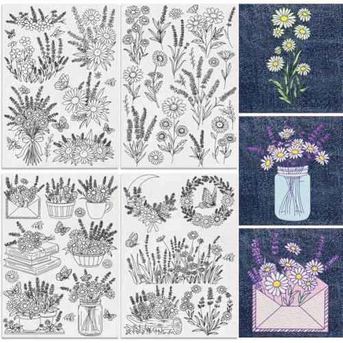 30Pcs Lavender Daisy Flower Water Soluble Hand Sewing Stabilizers - style: Daisy Lavender
