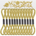 12 Skeins Gold Embroidery Thread Metallic Embroidery Floss Polyester Cross Stitch Thread Friendship Bracelet String Gold Sewing Craft Yarn Art Supplies for Hand Embroidery(8M/Skeins)