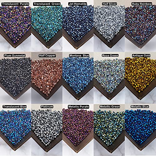 INSPIRELLE 2400pcs 4mm Bicone Beads Faceted Crystal Glass Briolette Beads - color: Electroplate Colors