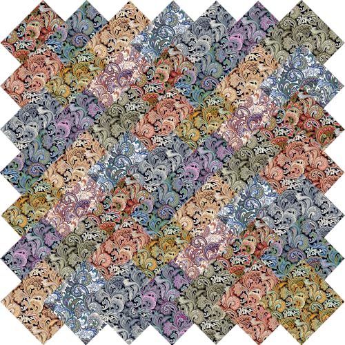 8" 50pcs Cotton Fabric Squares for Sewing Quilting Supplies-Dark Paisley - color: Dark Paisley, size: 50 PCS 8"x8"