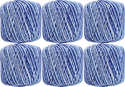 ThreadArt 100% Cotton Crochet Thread Size 10, Variegated Denim Blues - color: VARIEGATED DENIM BLUES, size: SIZE 10 - 6 PACK