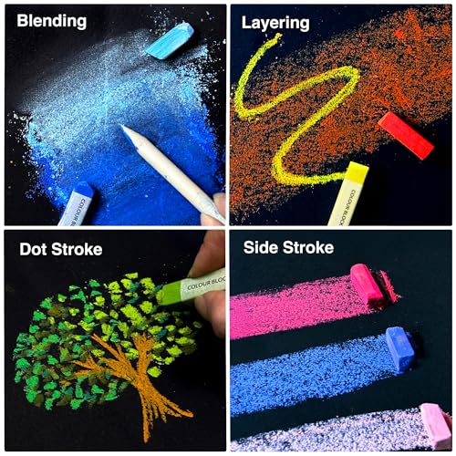 COLOUR BLOCK Soft Pastels for Artists - 80 Colors Square Chalk Soft Pastels Art Set in CARBON Box - Vibrant Pigments Art Kit for Painting, Drawing, Sketching, Hobbyist. - size: 80 Count (Pack of 1)