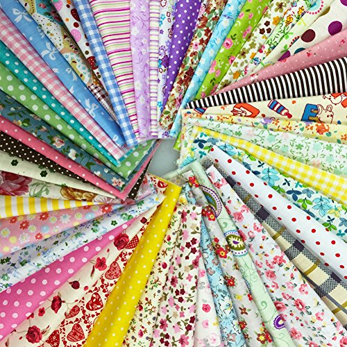 flic-flac 200pcs 4 x 4 inches (10cmx10cm) Cotton Craft Fabric Bundle Squares Patchwork Lint DIY Sewing Scrapbooking Quilting Dot Pattern Artcraft - size: 200pcs 10cm*10cm