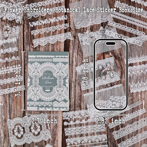 Lace Stickers for Scrapbooking, 30 Sheets Scrapbook Stickers Book for Wedding Invitations, Bridal Scrapbook Supplies, Transparent PET Stickers for Junk Journaling, Delicate Silk Lace Themed - color: Delicate Lace