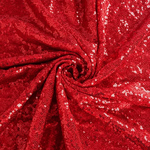ShiDianYi 30 Feet Sequin Fabric by The Yard 10 Yards Red Sequin Fabric for Sewing Glitter Mesh Fabric Material Fabric Spakle Fabric for Dress Red Sequin Fabric Backdrop - color: Red, size: 10 Yard