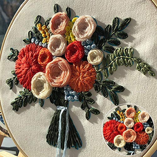 TAORANJU 1 Set Embroidery Kit Punch Needle Kit Cross Stitch Kits with Floral Pattern for Beginners