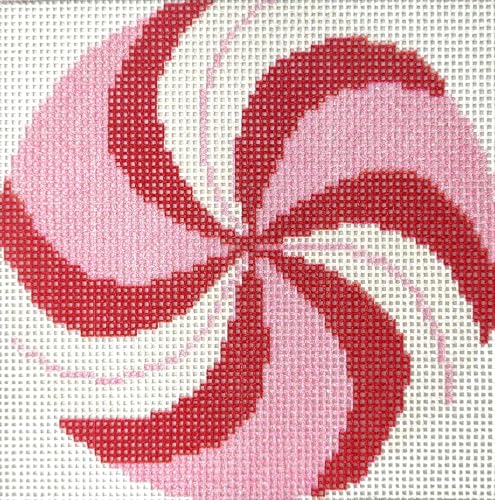 Howie's Needlepoint Needlepoint Canvas, 18CT Embroidery Stamped Patterns for Beginners or Advance, Printed Canvas(Pink Peppermint,4x4inch) - color: Pink Peppermint