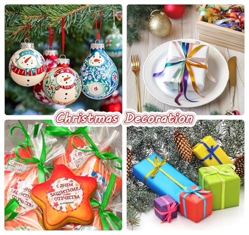 392 Yards Rainbow Satin Ribbon for Gift Wrapping, Double Face Ribbon Set - size: 1/4 inch