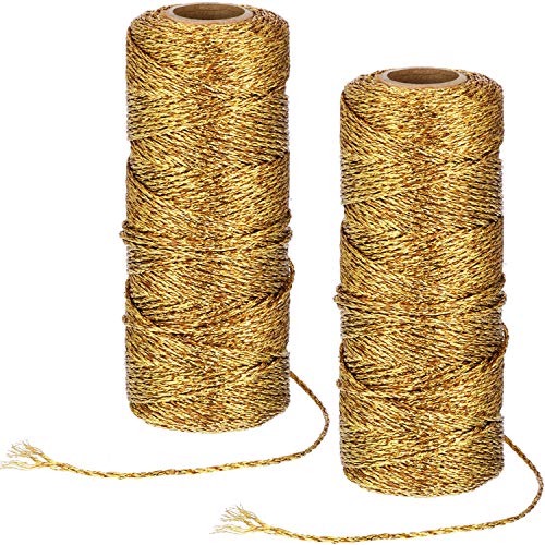 Pangda Christmas Twine Metallic Bakers Wrapping Twine, 1 mm, Gold - color: Gold, size: 1 mm