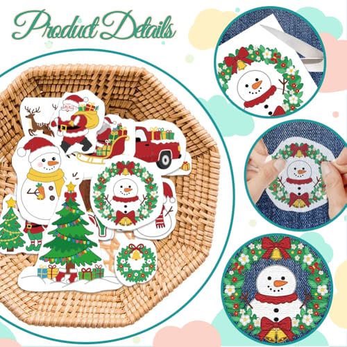 GLOBLELAND 4 Sheets Christmas Snowman Water Soluble Embroidery Pattern - color: Christmas Snowman