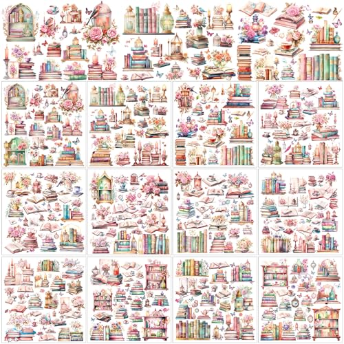 BBTO 12 Sheets Rub on Transfers for Crafts Wood Furniture DIY, 5.5" x 5.7" - style: Book