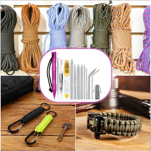 Ferraycle 12 Pcs Paracord FID Set Stainless Steel Needles,Pink - style: Pink