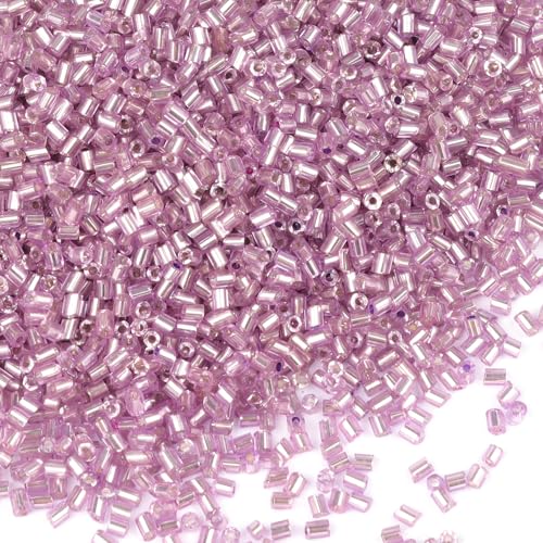 6000pcs Grape Purple Bugle Beads Bulk, Embroidery Tube Short Beads for Jewelry Making, Bracelet,Necklaces Supplies,Craft DIY(3x2mm) - color: Grape Purple
