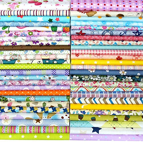 50pcs 8" x 8" Fabric Squares 100% Cotton Fabric Bundles Quilting Craft Supplies Floral Precut Squares Patchwork for Sewing DIY Quilt Patchwork - size: 8x8 Inches