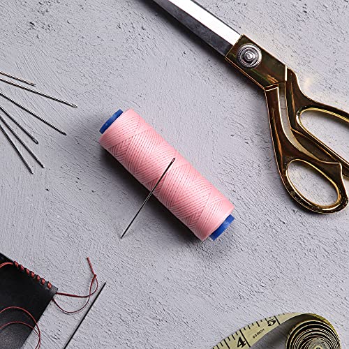 Waxed Thread, Strong Thread for Leather, Upholstery, Shoe, Bag, incl. Needle (Colour: Baby Pink) - color: Baby Pink