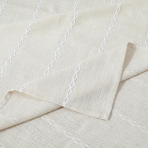 Chassic 60 x 104 inches Farmhouse Style Linen tablecloths, Wrinkle Resistant Washable Dining Room Table Cloths for 6 Foot Rectangle Tables - Beige - color: Beige, size: 104" x 60" (Rectangular)