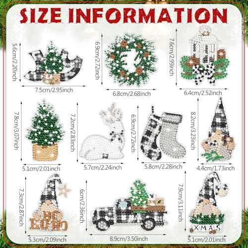 Realspring 20 Pcs Christmas Diamond Art Ornament 5d Winter Diamond Painting - style: Gnome