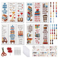 FREEBLOSS 12 Set Cross Stitch Bookmark Kit Bookshelves Stamped Cross Stitch