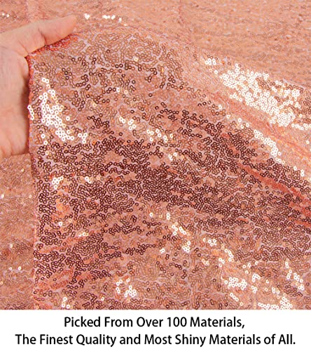 ShiDianYi 15 Feet Sequin Fabric by The 5 Yards Rose Gold Sequin Fabric for Sewing Costumes Sequin Knit Fabric Sequin Table Cloth Table Linen -0818S - color: Rosegold, size: 5 Yard
