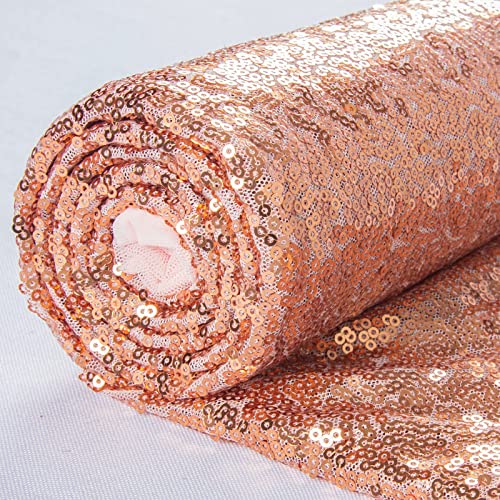ShiDianYi 15 Feet Sequin Fabric by The 5 Yards Rose Gold Sequin Fabric for Sewing Costumes Sequin Knit Fabric Sequin Table Cloth Table Linen -0818S - color: Rosegold, size: 5 Yard