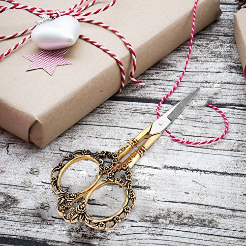 Antique Vintage Scissor Length 11cm/4.3in Cutting Embroidery Flower Pattern Scissors Sewing Tool Tailor European Needlework Household DIY Sewing Accessories (#3)