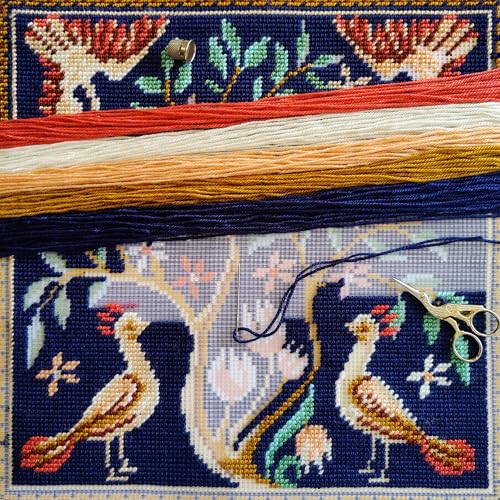 Brvsk Tapestry Needlepoint Kit for Adults and Beginners — Birds 16″ × 16″ with Clear, Precise Printed Design on Cotton Canvas; Includes 2 Needles, Yarn, and Easy-Read Chart - color: Birds