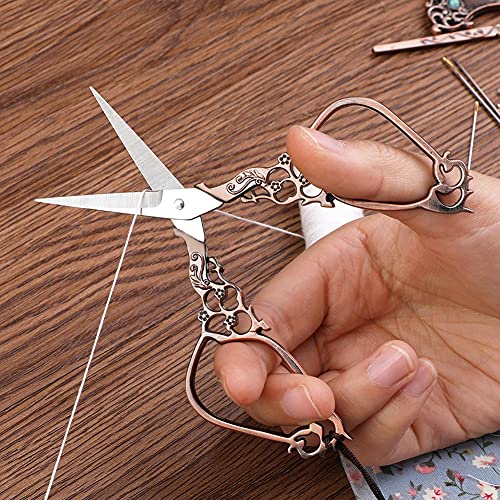 SHWAKK Embroidery Scissors Kit, Vintage Red Stainless Steel Craft Scissors - color: Vintage Red
