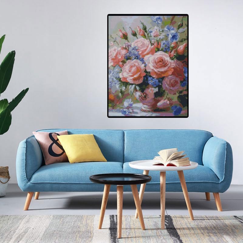 Flowers Stamped Cross Stitch Kits Cross Stitch Patterns,Dimensions Cross Stitch Kits Embroidery Kit Arts and Crafts for Beginners 11.8x15.7 inch - color: D033