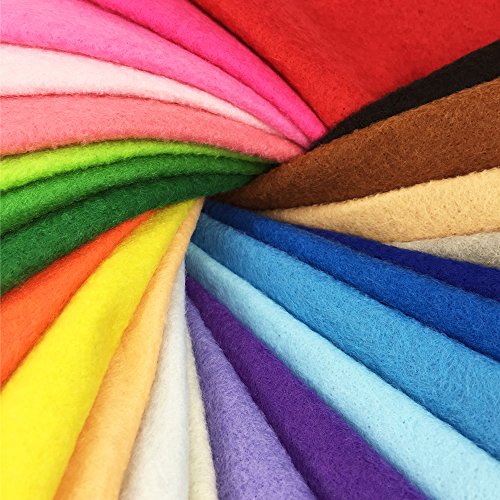 24pcs Thick 1.4mm Soft Felt Fabric Sheet Assorted Color Felt Pack DIY Craft Sewing Squares Nonwoven Patchwork (25 * 25cm) - size: 25*25cm