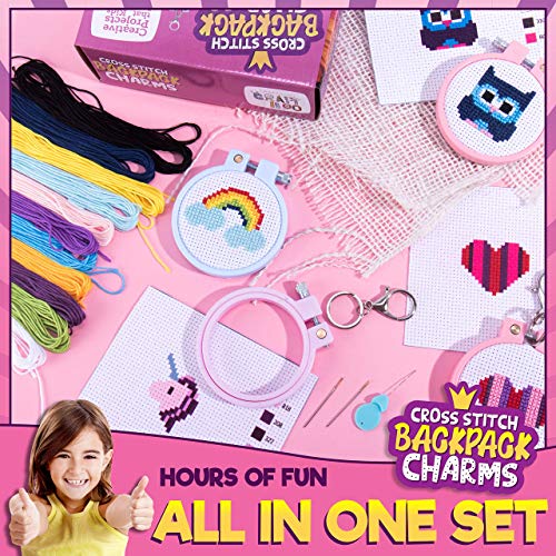 Cross Stitch Kit for Kids - 5 Easy Stamped Embroidery Kits for Beginners - color: multicolor