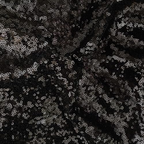 Valentina Textile Inc Sequin Fabric Glitter Embroidery Fabric by The Yard Material for DIY Sewing Curtain Backdrop Tablecloth Table Linen Runner Clothes (1 Yard, Black) - color: Black, size: 1 YARD