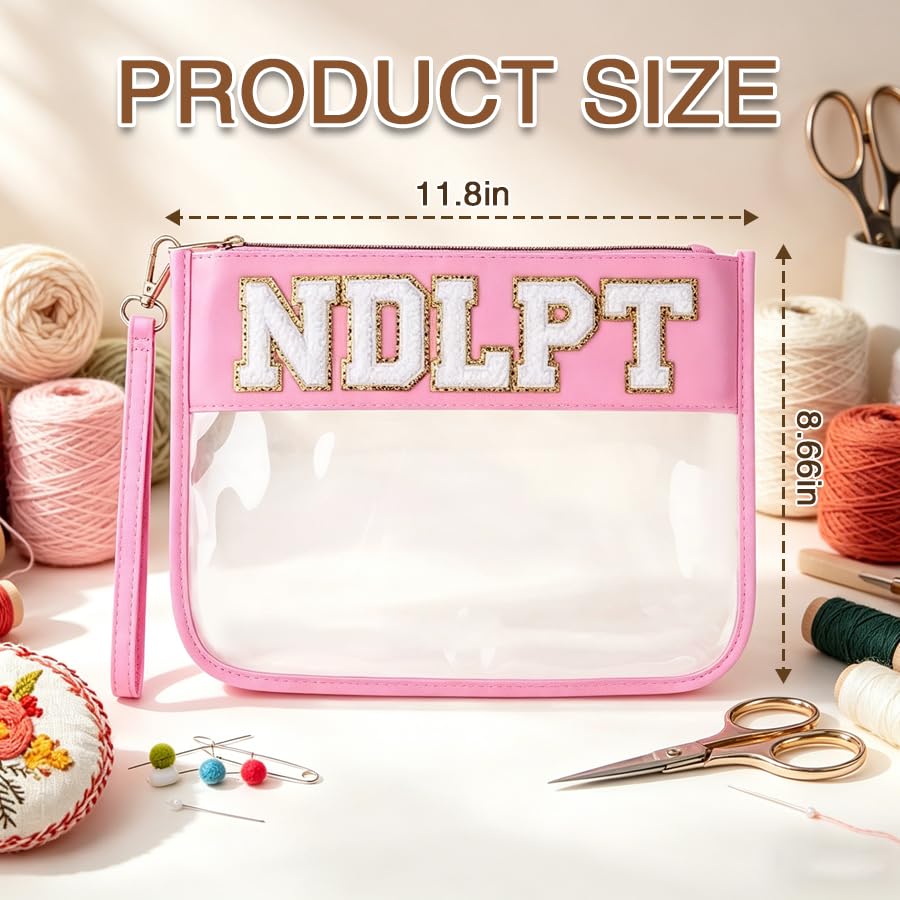 Needlepoint Project Bag NDLPT Clear Zip Pouch Bag, Premium Craft Storage Case, Sewing Organizers and Storage Sewing Gifts for Stitching Enthusiasts(Pink) - color: Pink