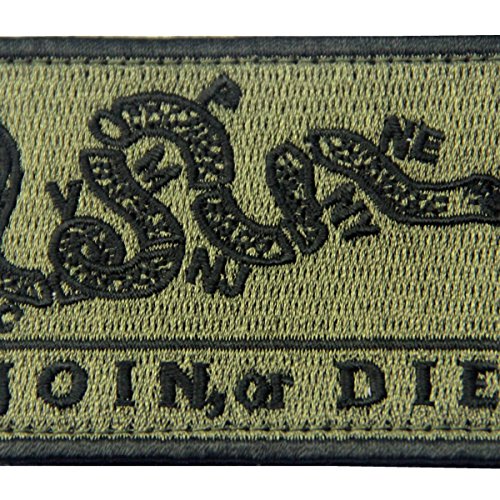 Join Or Die Tactical Embroidered Morale Applique Fastener Hook&Loop Patch - Olive Drab - color: Olive Drab