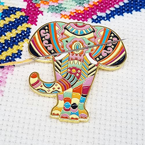 Meloca Designs Mandala Elephant Needle Minder for Cross Stitch, Embroidery, Sewing, Quilting, Needlework and Haberdashery