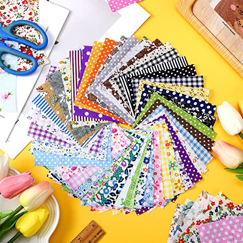 Tatuo 150 Pcs 4 × 4 Inch Cotton Fabric Squares Bundle Quilting - style: Pastoral Floral
