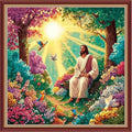 Dooxvey Cross Stitch Kits for Adults Beginners,Full Range of Cross-Stitch Stamped Kits Needlepoint Kits for Beginners Embroidery Kits 11CT Cross Stitch Patterns-Jesus Sunrise 18x18 inch - color: Magicolor15