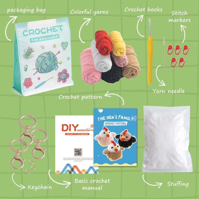 HaoBaiyxgs Crochet Kit for Beginners,Stuffed Animal Knitting Kit for Adult