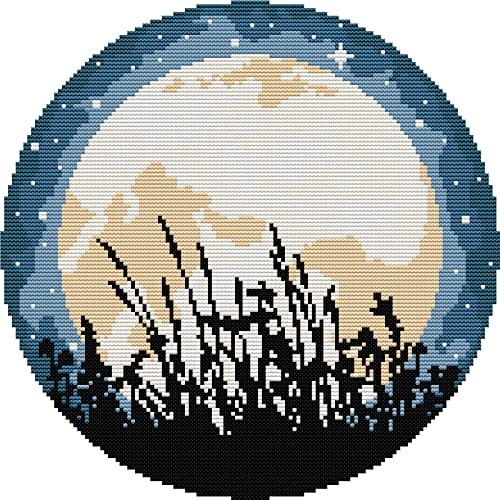Svarog Stamped Cross Stitch Kits Beginners Full Range of Embroidery Patterns Starter Kits for Adult or Kids DIY Cross Stitches Needlepoint Kits 14CT-Full Moon 12.2x12.2 inch - color: Full moon 12.2x12.2 inch