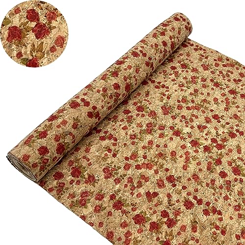 SorenCut Cork Fabric Roll 12 x 52 Inch – Plum Blossom Print Cork Leather Fabric for Earrings, Bow Making, Bags, Wallets & DIY Sewing Projects – Vegan Leather Alternative Craft Sheet - color: Plum Blossom