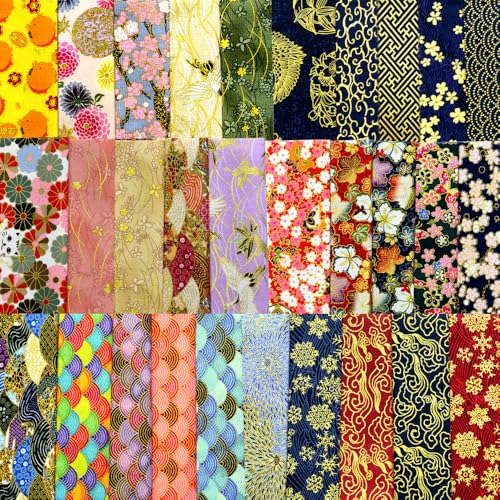 30pcs Japanese Style Cotton Craft Fabric Bundle Squares Patchwork 8"x10" - color: Black