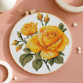 Yellow Rose 11CT Stamped Cross Stitch Kits Easy for Beginners Child with Hoop DIY Needlepoint Counted Embroidery Kits Art Craft Wall Decor 12x12IN(4)