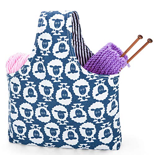 Teamoy Knitting Bag Tote, Travel Crochet Project Wrist Bag, Small, Sheep - color: Sheep, size: Small